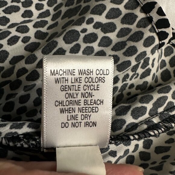 Apt. 9 Womens Button-Down Long-Sleeve Blouse Black & White Animal Print Size l - Picture 5 of 8